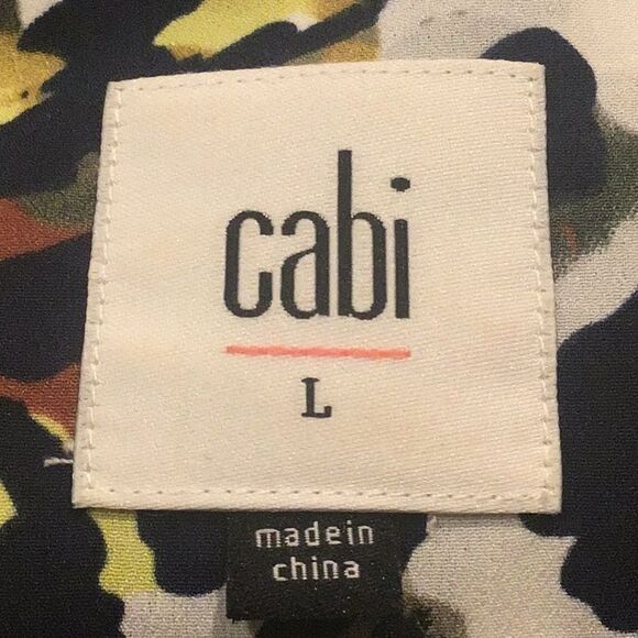 Cabi 5222 Fierce Seeing Spots Abstract Floral Animal Print Ruffle Collar Blouse - Picture 13 of 15